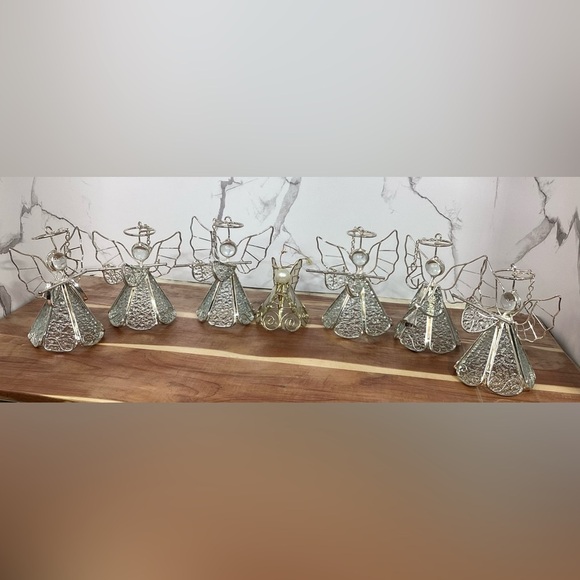 Lead clear Glass angels with harp with hanging chain...